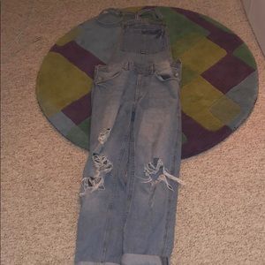 h&m denim overalls (light wash)